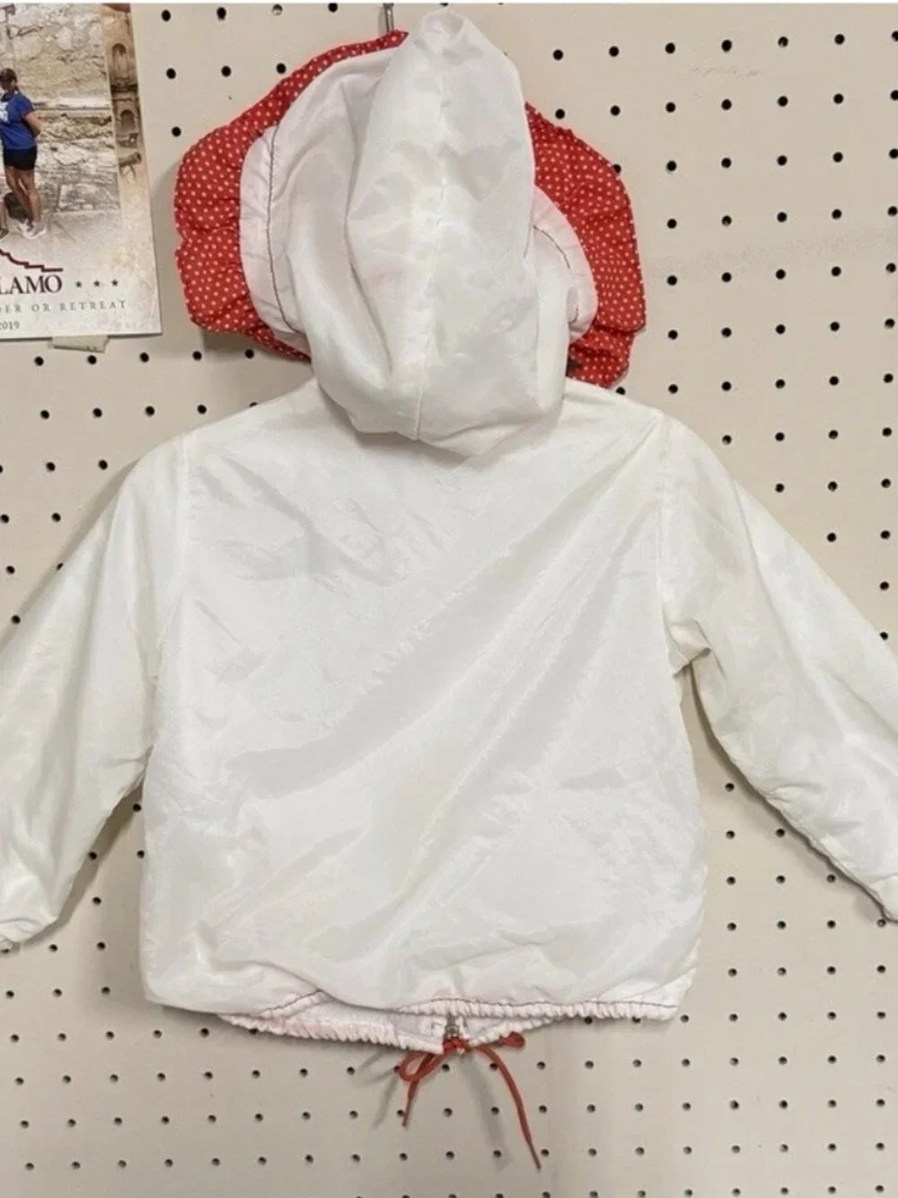 Vtg 80s Balloon Embroidered Baby Windbreaker Jacket 24M Polka Dot Hood
